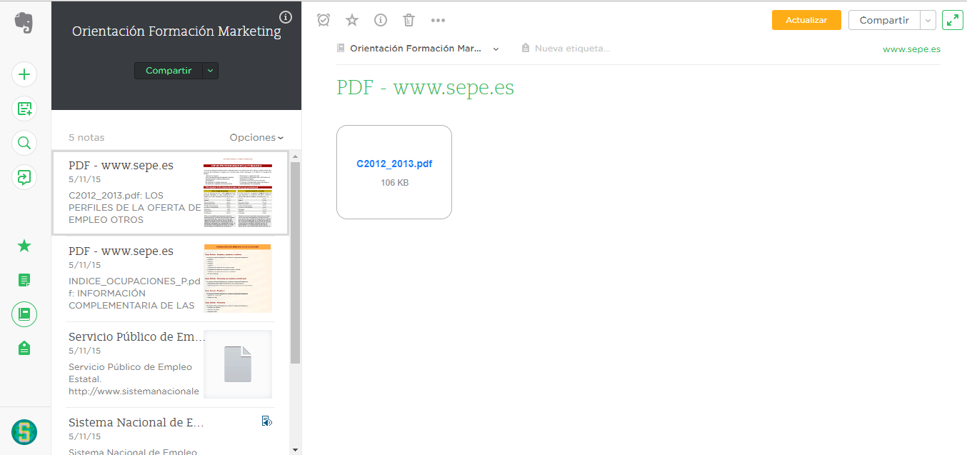 plan curacion contenidos formacion evernote